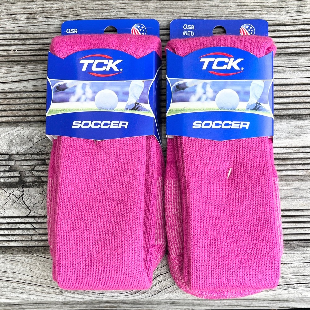 TCK Soccer Tube Socks Lot of 2‎ Pair Pink OSR Mens 4-8 Womens 8-10
